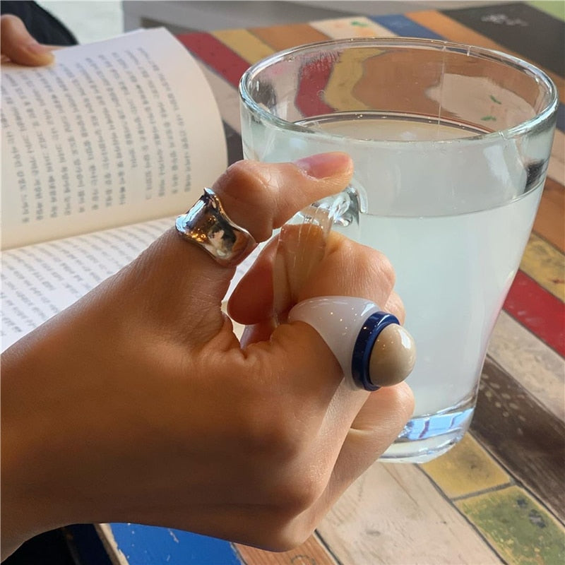 Colorful Geometric Round Acrylic Rings