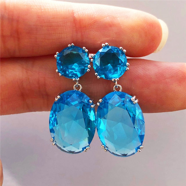 Big Zircon earrings Luxury Crystal Cubic Zircon Stud Earrings