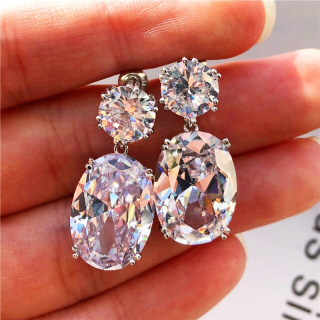 Big Zircon earrings Luxury Crystal Cubic Zircon Stud Earrings