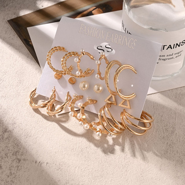 Big Acrylic Round Hoop Women's Earrings Set