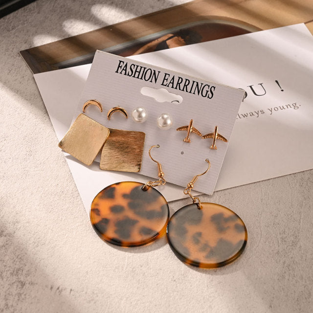 Big Acrylic Round Hoop Women's Earrings Set