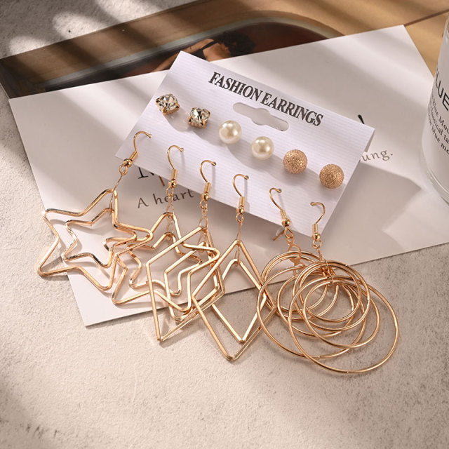 Big Acrylic Round Hoop Women's Earrings Set