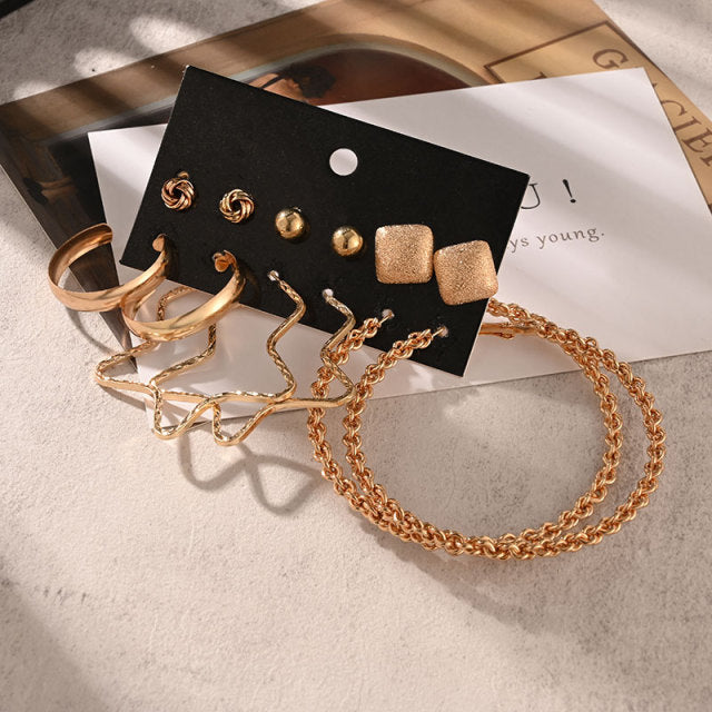 Big Acrylic Round Hoop Women's Earrings Set