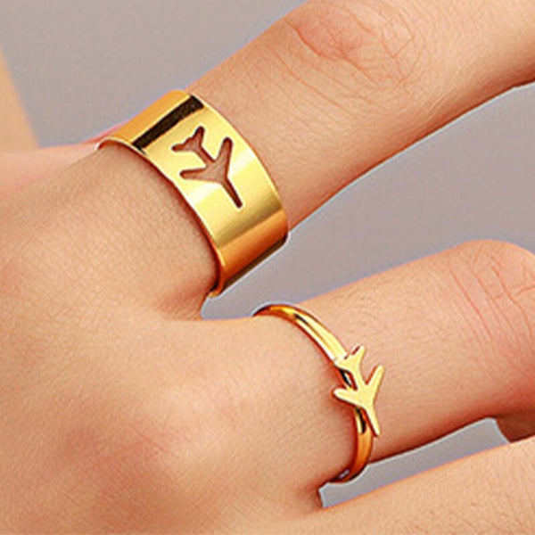 Anillo de pareja de avión para mujeres y hombres