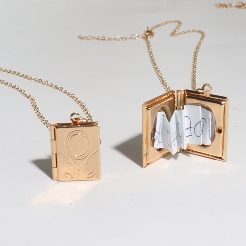 Necklace Book Locket with Pictures Gift for Daughters Necklace