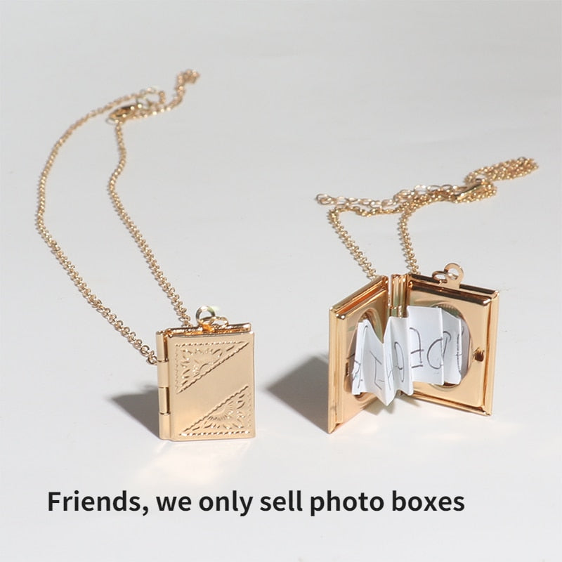 Necklace Book Locket with Pictures Gift for Daughters Necklace