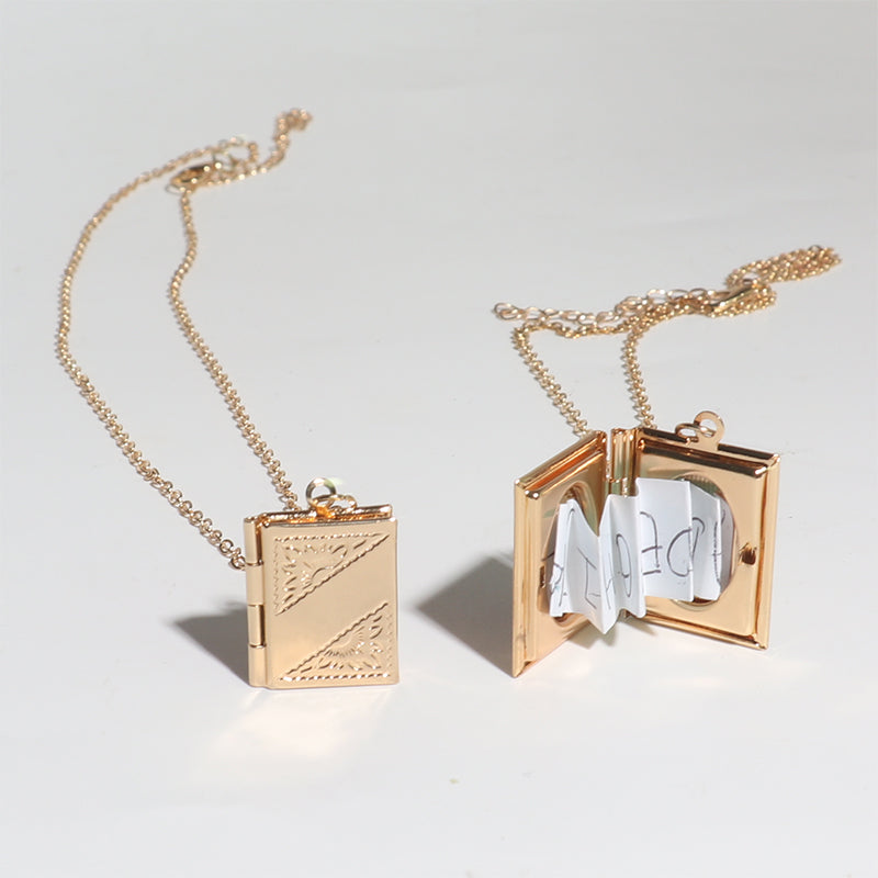 Necklace Book Locket with Pictures Gift for Daughters Necklace