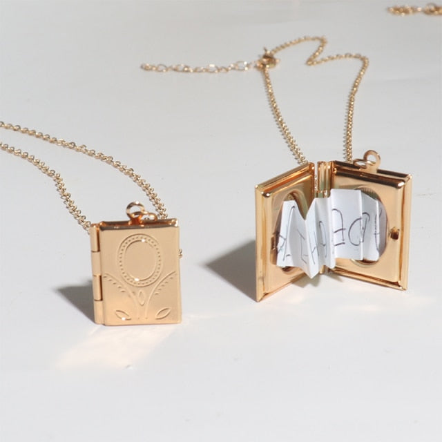 Necklace Book Locket with Pictures Gift for Daughters Necklace