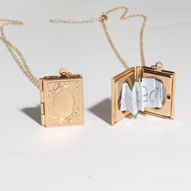 Necklace Book Locket with Pictures Gift for Daughters Necklace