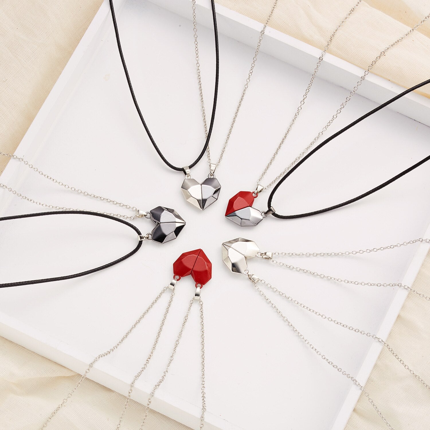 Magnetic Couple Necklace Friendship Heart Pendant