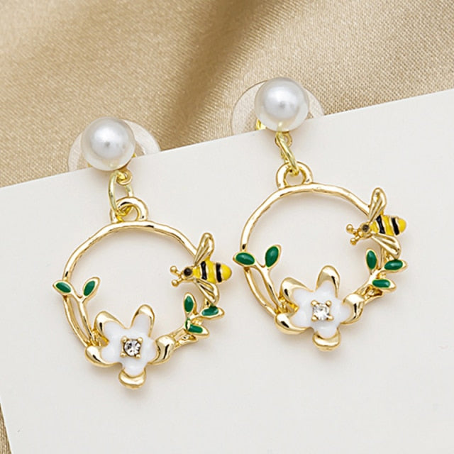 New Arrival Classic Round Pink Green Crystal Stud Earrings