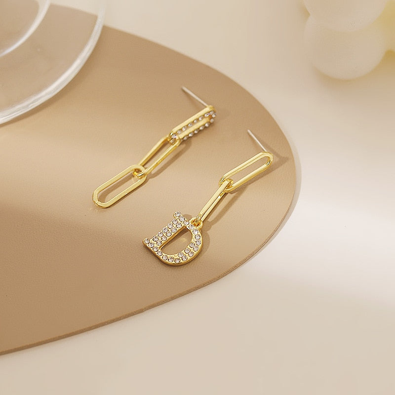 Gold Color Exaggerated Metal Chain Drop Earring