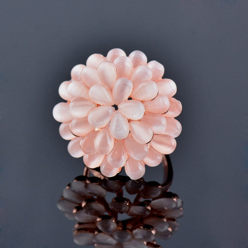 Luxurious Beige Opal Butterfly Big Rings