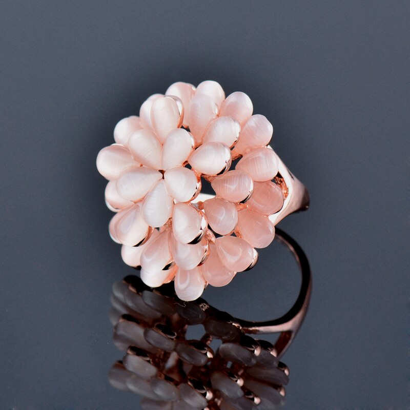 Luxurious Beige Opal Butterfly Big Rings