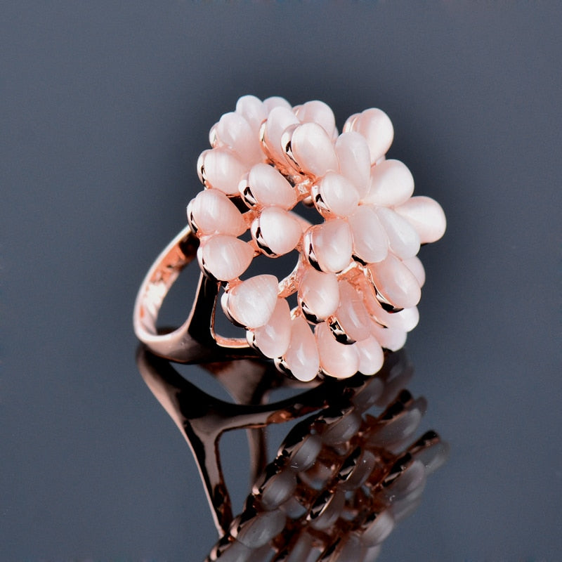 Luxurious Beige Opal Butterfly Big Rings