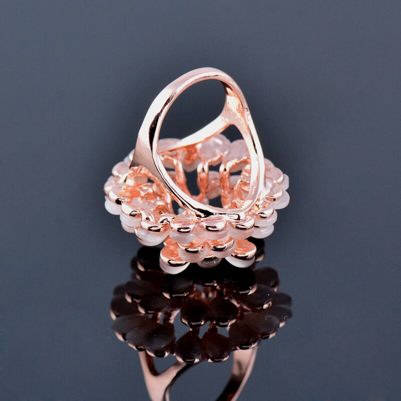 Luxurious Beige Opal Butterfly Big Rings