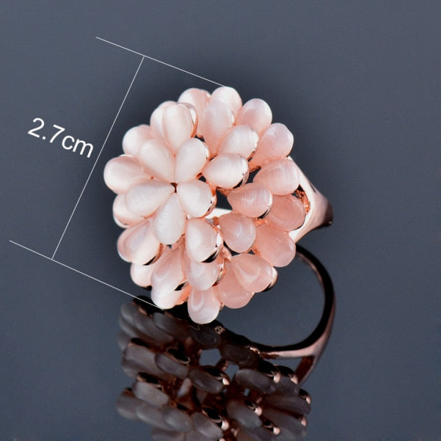 Luxurious Beige Opal Butterfly Big Rings