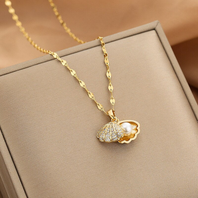 Gold Necklace for Women Zircon Jewelry Pendant Necklace