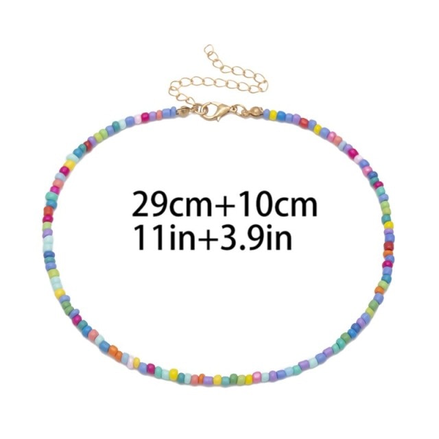 Bohemian White And BlueSeed Bead Flower Choker Necklace
