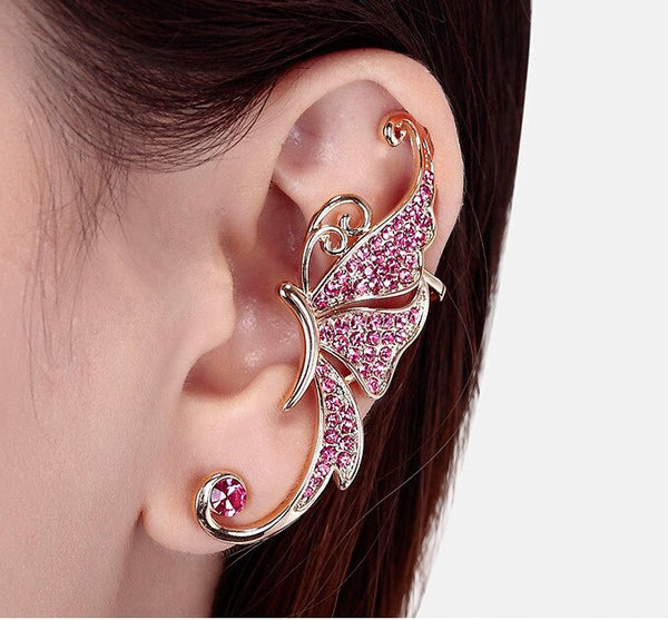 Lindos pendientes de clip esmaltados con forma de flor de estilo coreano