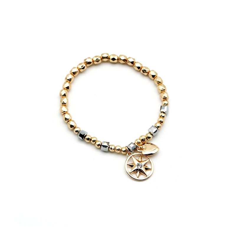 Gold Black Diamond Charms Glass And Acrylic Beads Set