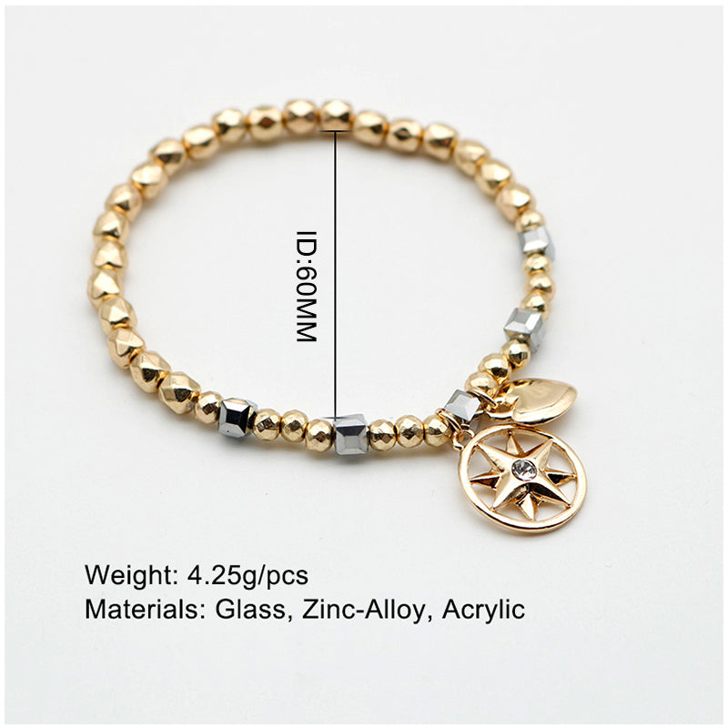 Gold Black Diamond Charms Glass And Acrylic Beads Set