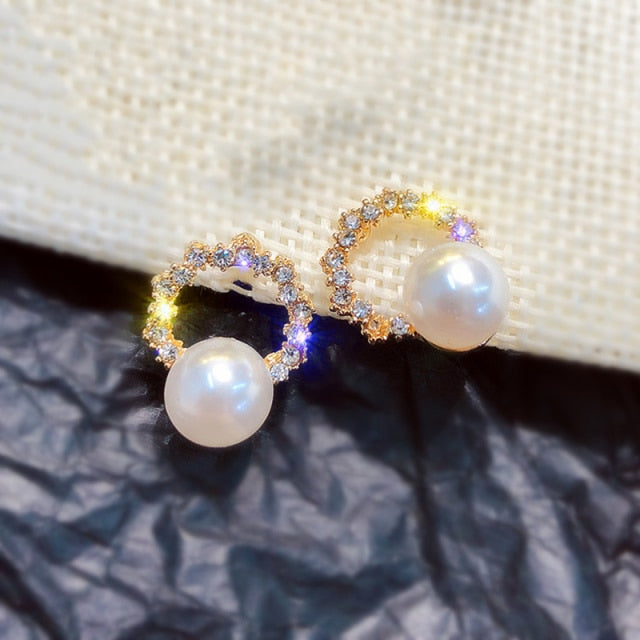 Fashion Gold Silver Color Cross Crystal Stud Earrings