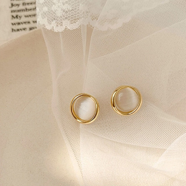 Fashion Gold Silver Color Cross Crystal Stud Earrings