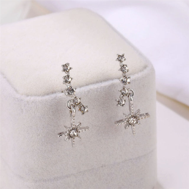 Fashion Gold Silver Color Cross Crystal Stud Earrings