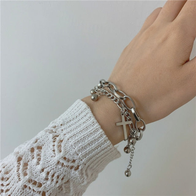 Boho Thick Gold Color Charm Bracelets Bangles