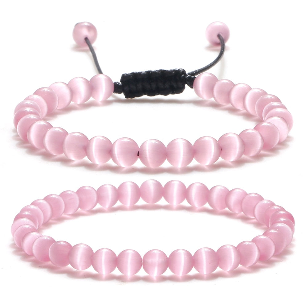 Smooth Cat Eye Quartz Chakra Beads Bracelet