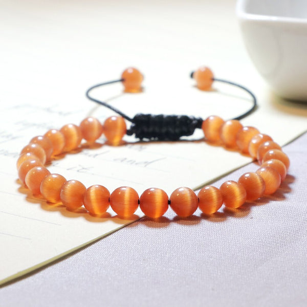 Smooth Cat Eye Quartz Chakra Beads Bracelet