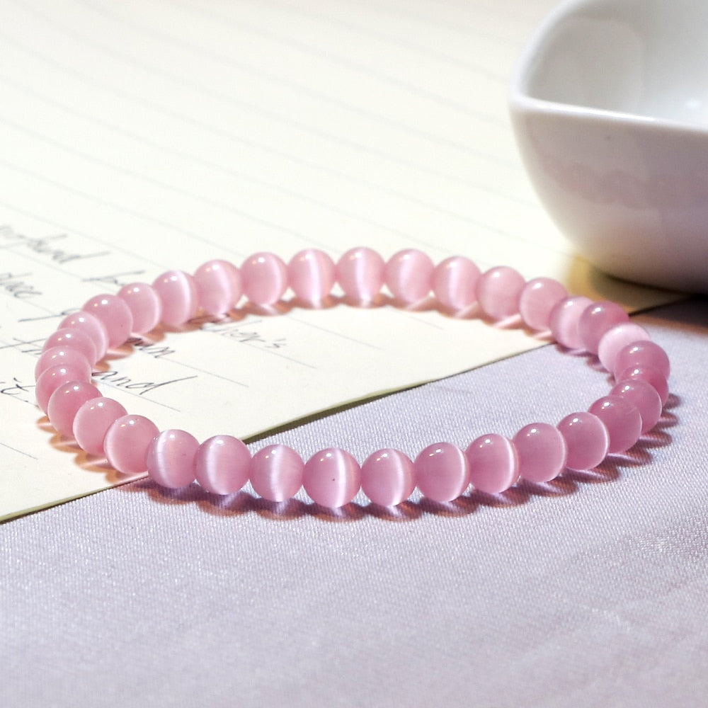 Smooth Cat Eye Quartz Chakra Beads Bracelet