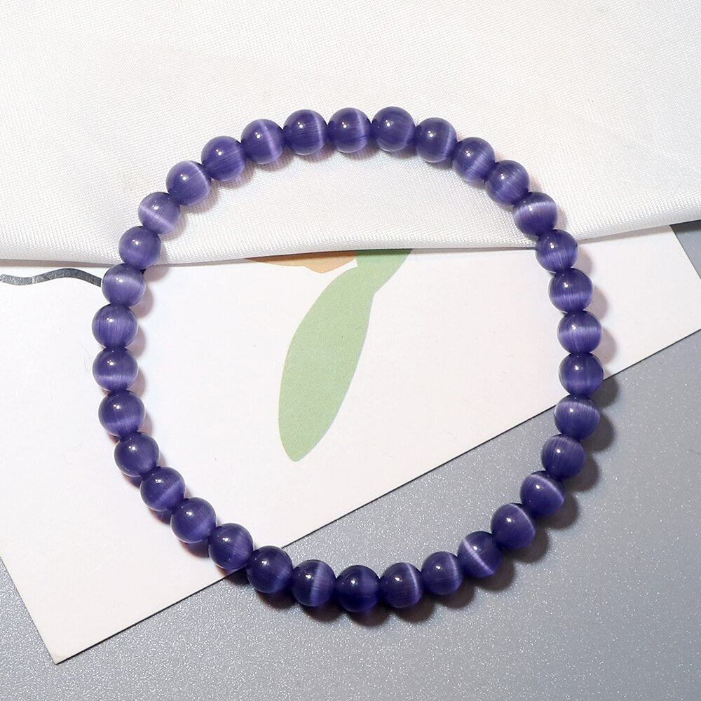 Smooth Cat Eye Quartz Chakra Beads Bracelet