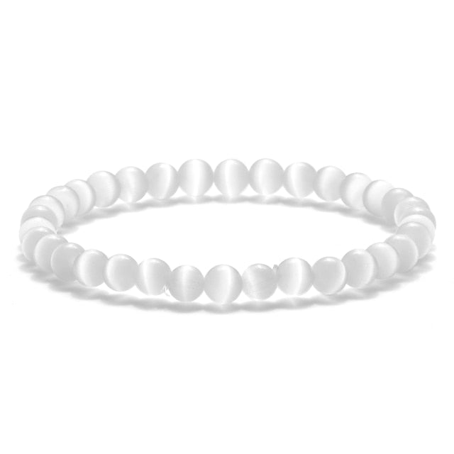 Smooth Cat Eye Quartz Chakra Beads Bracelet