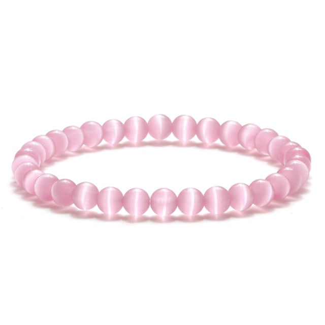 Smooth Cat Eye Quartz Chakra Beads Bracelet
