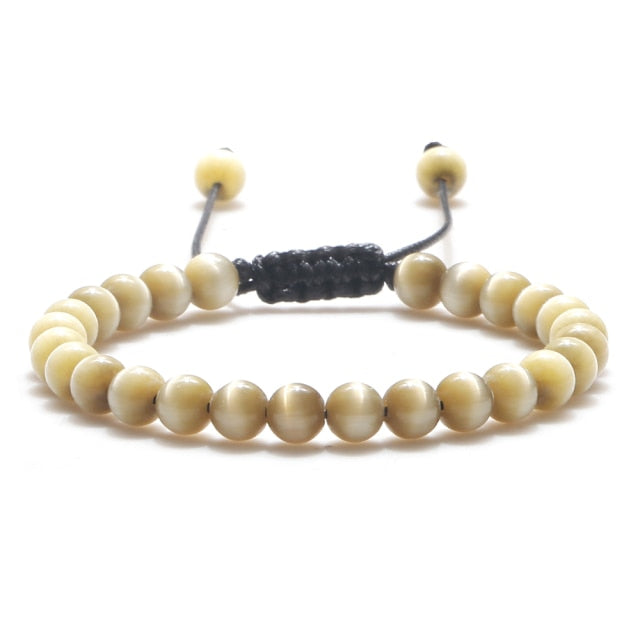 Smooth Cat Eye Quartz Chakra Beads Bracelet