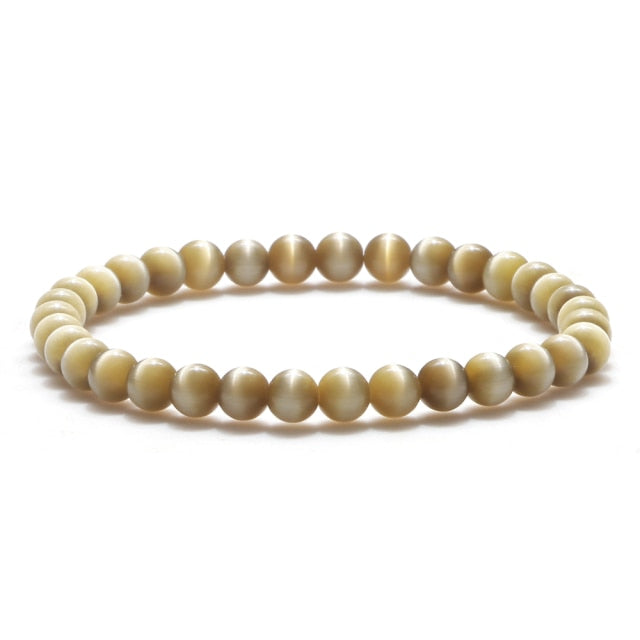 Smooth Cat Eye Quartz Chakra Beads Bracelet