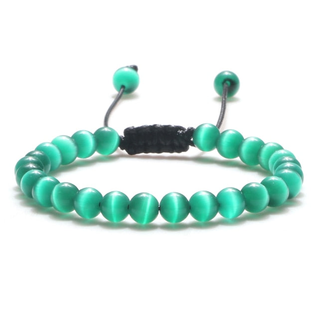 Smooth Cat Eye Quartz Chakra Beads Bracelet
