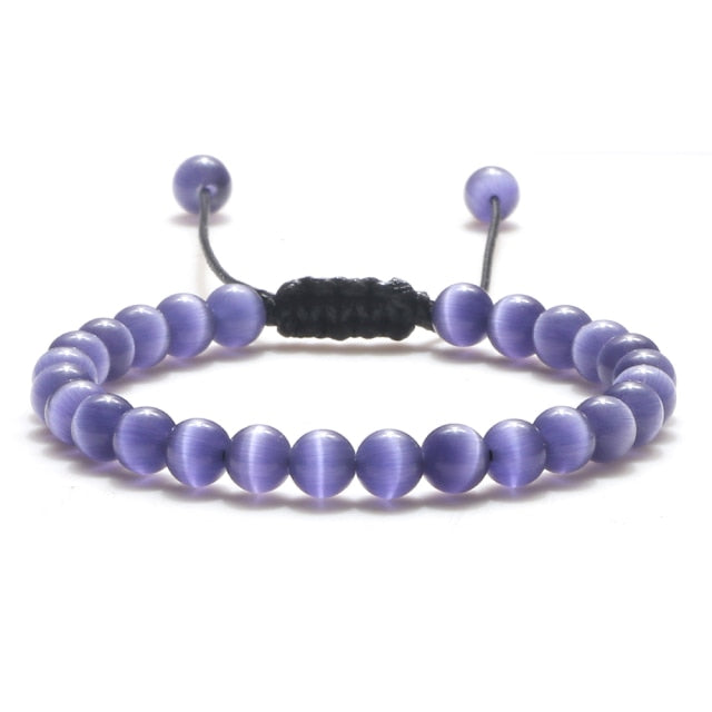Smooth Cat Eye Quartz Chakra Beads Bracelet
