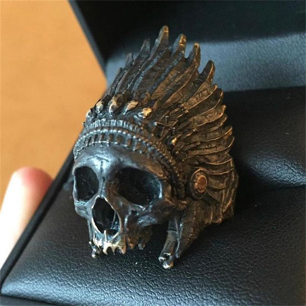 Mens Gothic Black 316L Stainless Steel Skull Ring Punk Biker Rings