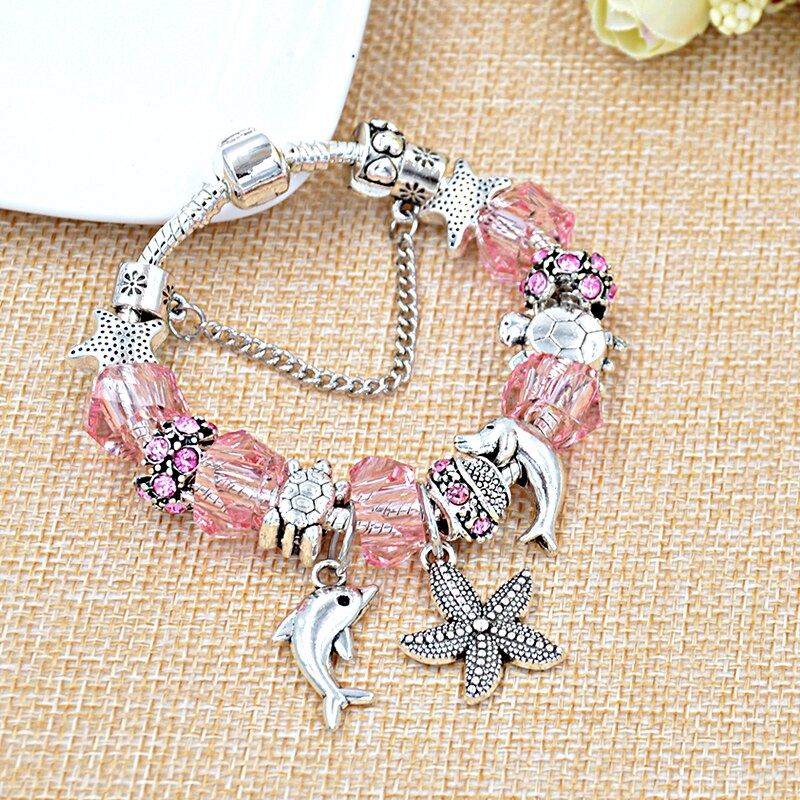 5 Colors Ocean Starfish Dolphin Bead Bracelet