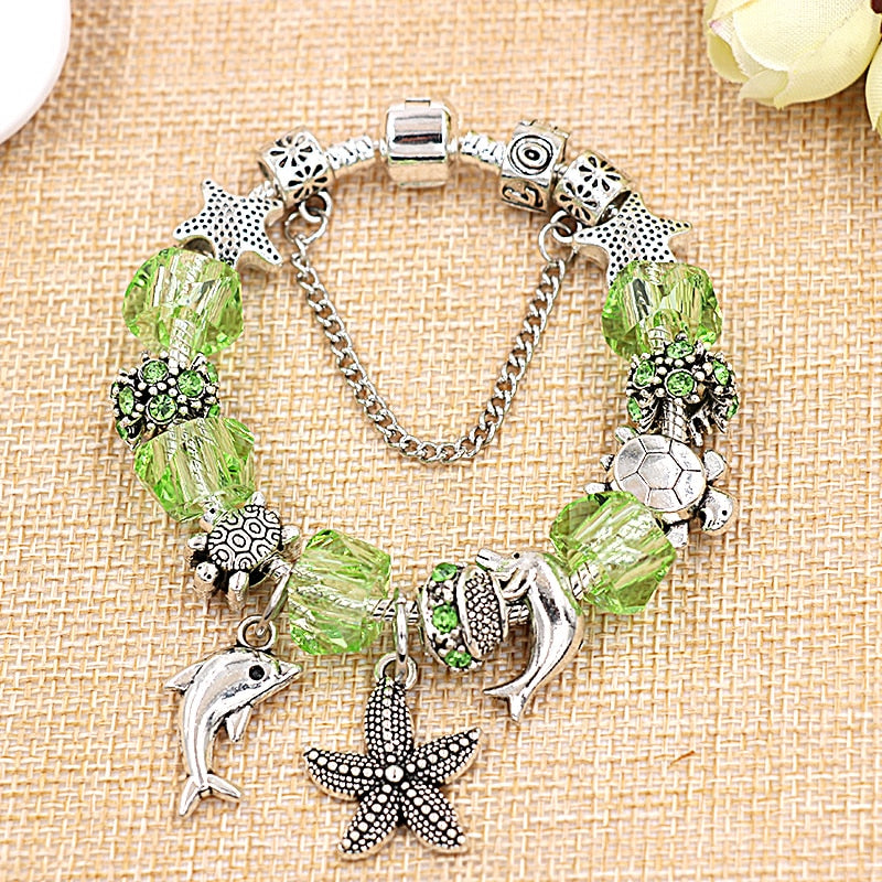 5 Colors Ocean Starfish Dolphin Bead Bracelet