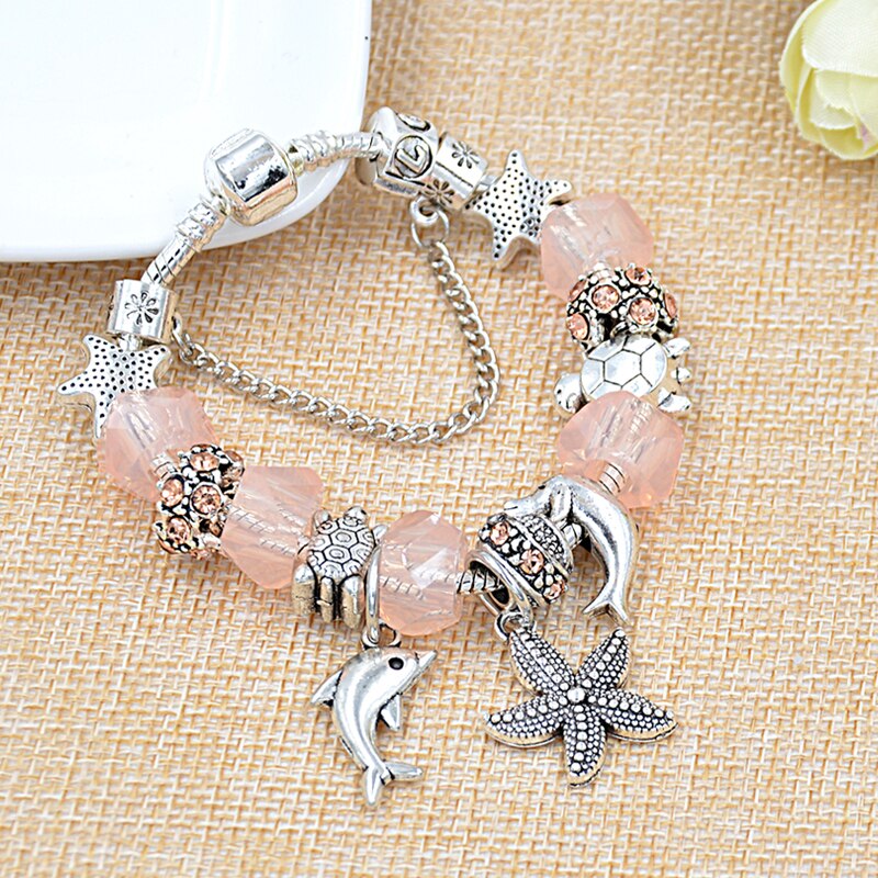 5 Colors Ocean Starfish Dolphin Bead Bracelet