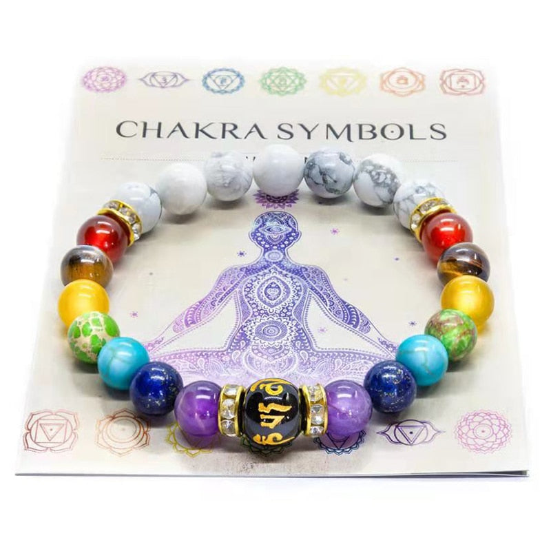 7 Chakra Bracelet with Meaning Cardfor