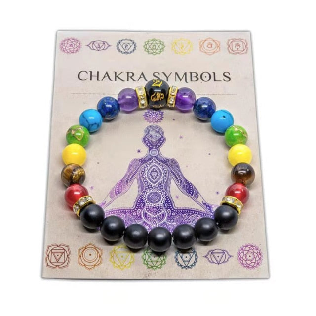 7 Chakra Bracelet with Meaning Cardfor