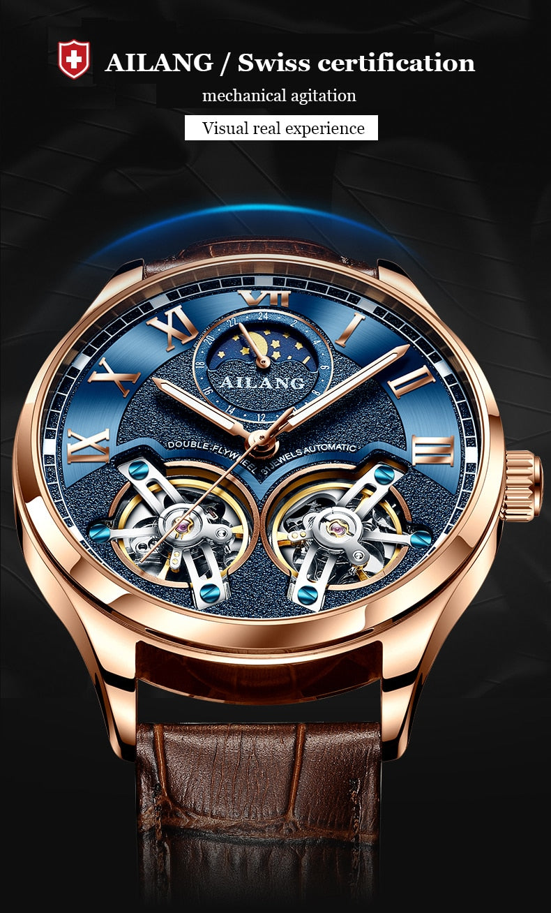 men's double flywheel automatic mechanical watch