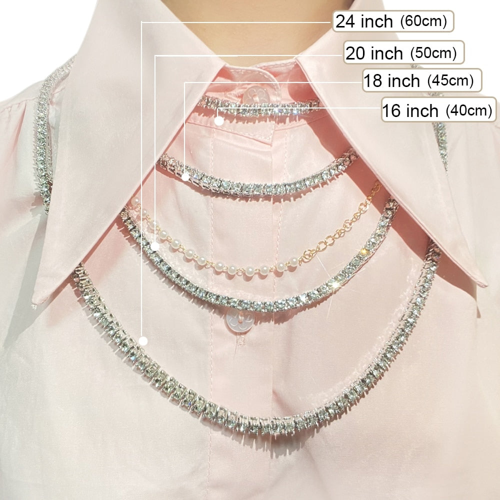 Fashion 1 Row Rhinestone Men's Hip Hop Necklace