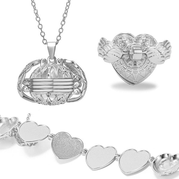 Unique Carved Design Heart-shaped Photo Frame Pendant Necklace