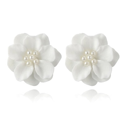 Simple Camellia Cherry Blossoms Metal Earrings